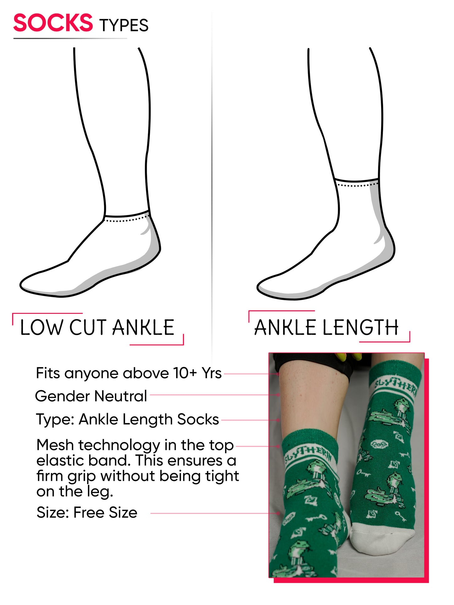 Harry Potter Socks Women (Slytherin & Ravenclaw Combo)